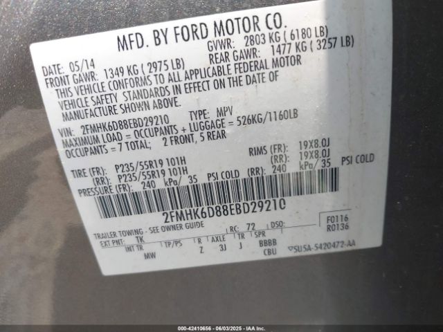 2FMHK6D88EBD29210 Ford Flex Limited