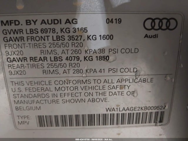 2019 AUDI E-TRON WA1LAAGE2KB009527 Photo 8