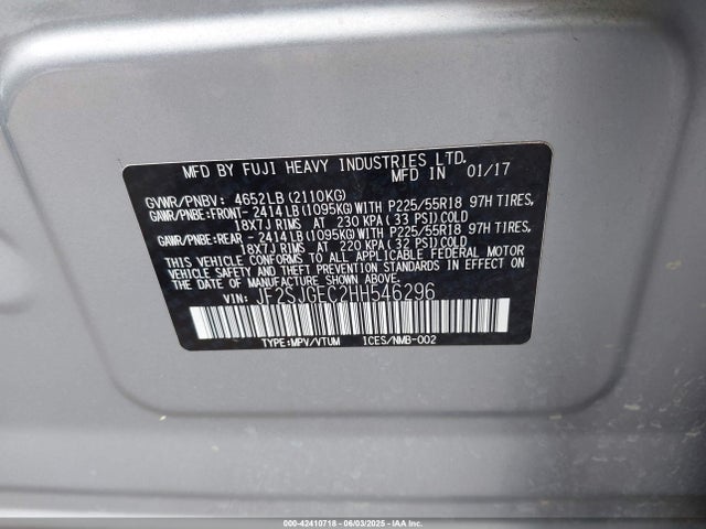 Subaru u4 2017 JF2SJGEC2HH546296 Image 9