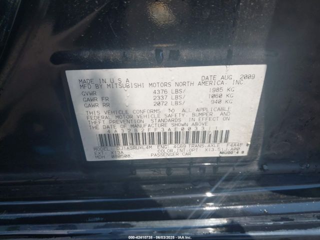 2010 MITSUBISHI GALANT 4A32B2FF3AE003311 Photo 8