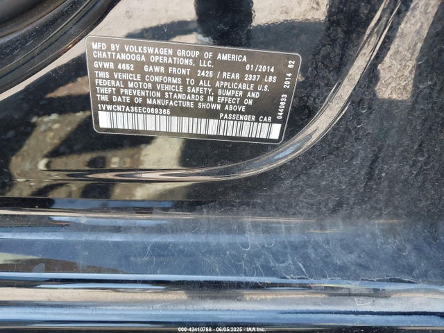 Volkswagen Passat 2014 1VWCN7A35EC069365 Image 9