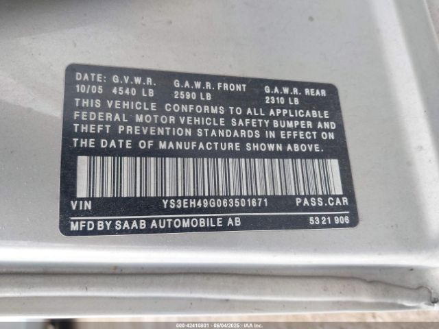 2006 SAAB 9-5 YS3EH49G063501671 Photo 8