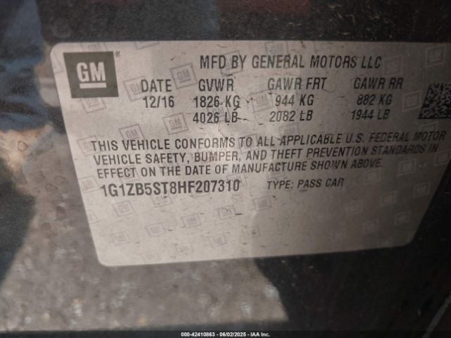 2017 CHEVROLET MALIBU 1G1ZB5ST8HF207310 Photo 8