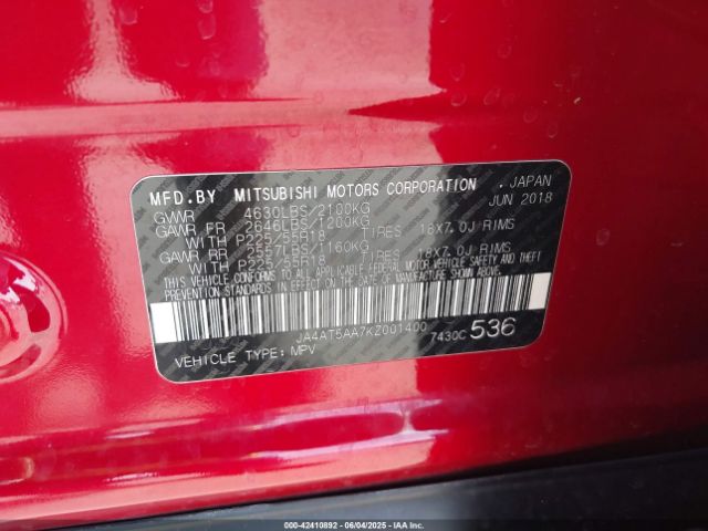 2019 MITSUBISHI ECLIPSE CROSS JA4AT5AA7KZ001400 Photo 8