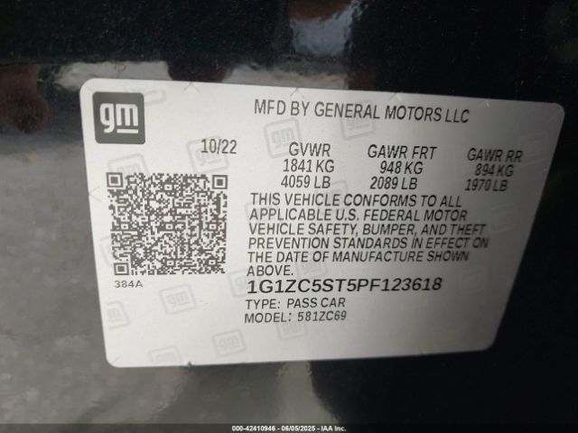 1G1ZC5ST5PF123618 Chevrolet Malibu Fwd 1fl