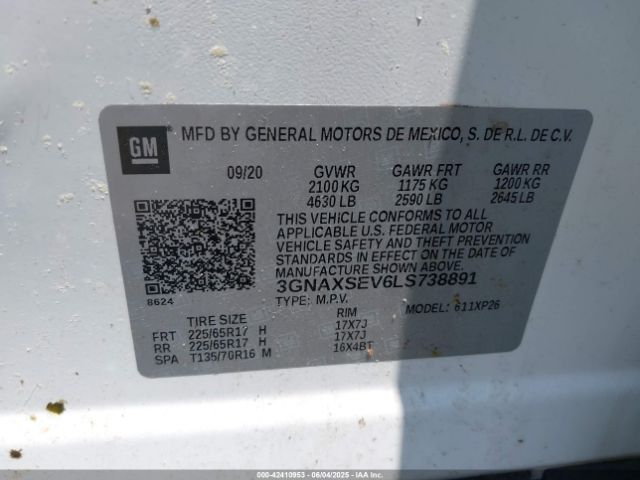 3GNAXSEV6LS738891 Chevrolet Equinox Awd Ls