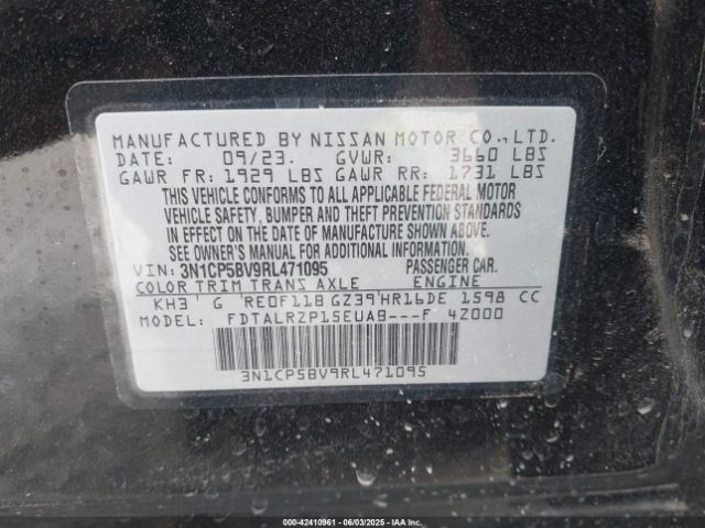 3N1CP5BV9RL471095 Nissan Kicks S Xtronic Cvt