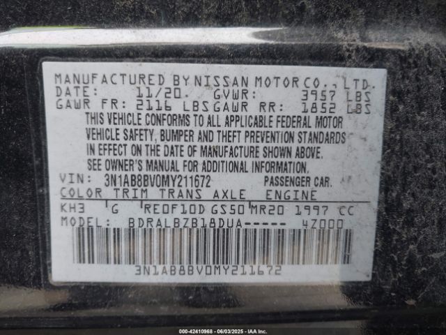 3N1AB8BV0MY211672 Nissan Sentra S Xtronic Cvt