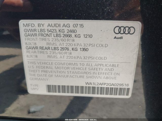2016 AUDI Q5 WA1L2AFP2GA029516 Photo 8