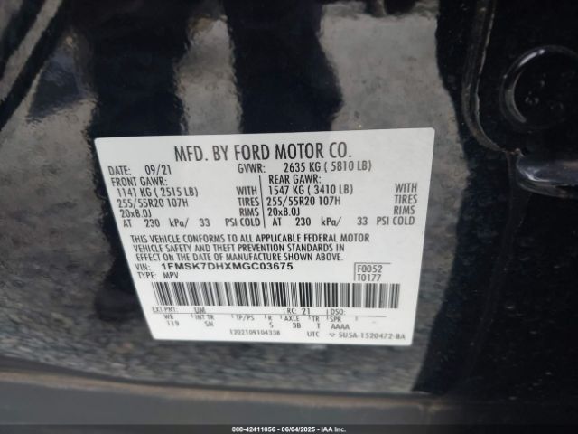 2021 FORD EXPLORER 1FMSK7DHXMGC03675 Photo 8