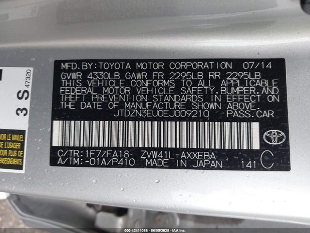 JTDZN3EU0EJ009210 Toyota Prius V Two