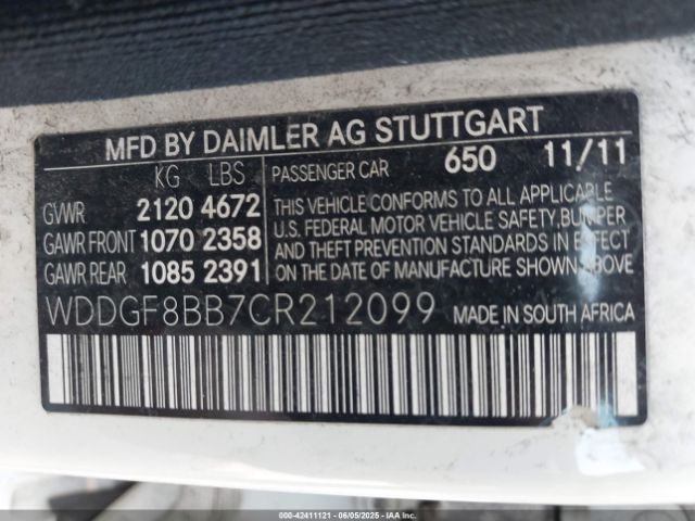 2012 MERCEDES-BENZ C 300 WDDGF8BB7CR212099 Photo 8