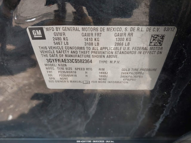 2012 CADILLAC SRX 3GYFNAE33CS582364 Photo 8