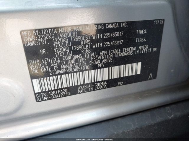 2020 TOYOTA RAV4 HYBRID 2T3RWRFVXLW054810 Photo 8