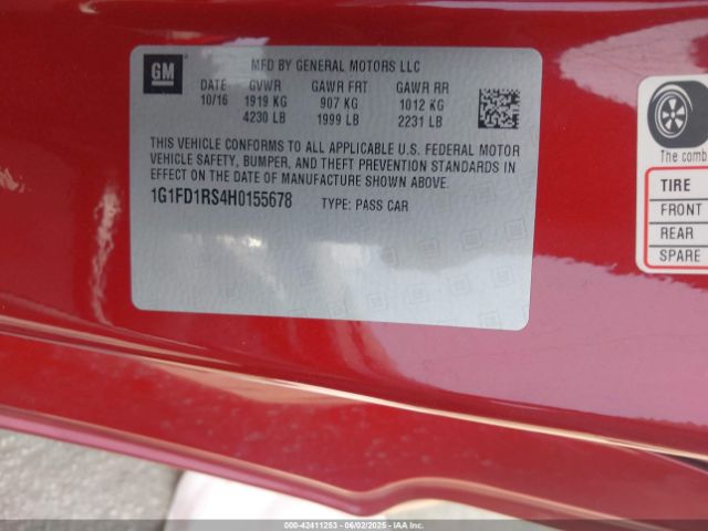 2017 CHEVROLET CAMARO 1G1FD1RS4H0155678 Photo 8