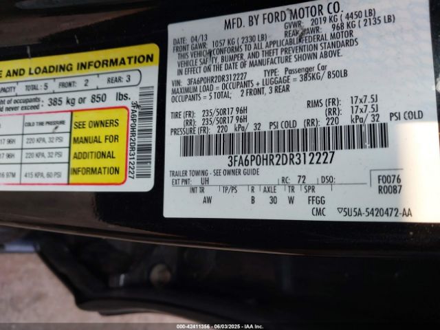 2013 FORD FUSION 3FA6P0HR2DR312227 Photo 8