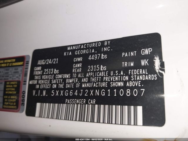 2022 KIA K5 5XXG64J2XNG110807 Photo 8