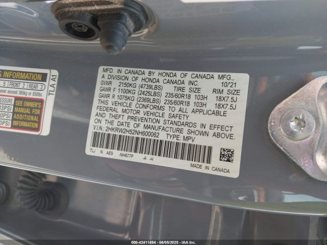 2022 HONDA CR-V 2HKRW2H52NH600062 Photo 8