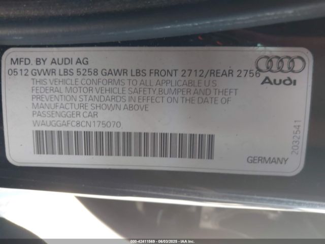 2012 AUDI A6 WAUGGAFC8CN175070 Photo 8