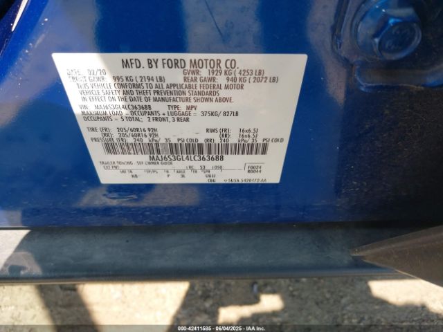 2020 FORD ECOSPORT MAJ6S3GL4LC363688 Photo 8
