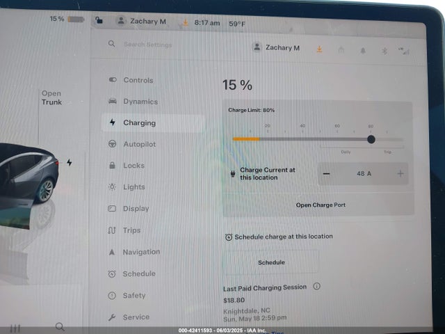 5YJ3E1EB2PF713900 Tesla MODEL 3