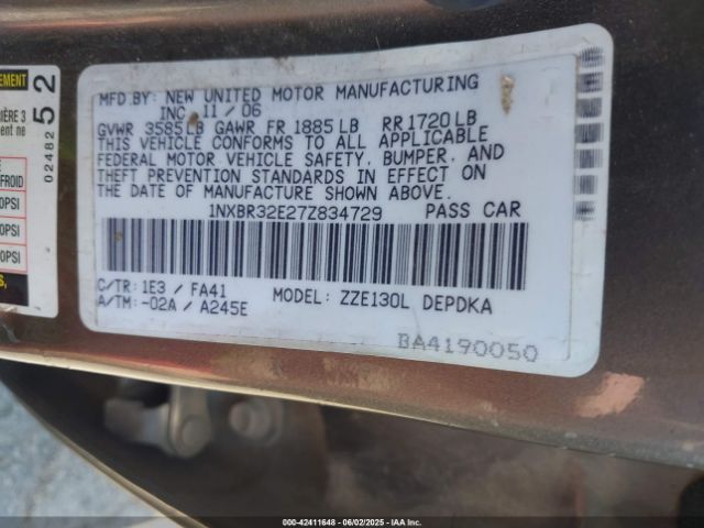 2007 TOYOTA COROLLA 1NXBR32E27Z834729 Photo 8
