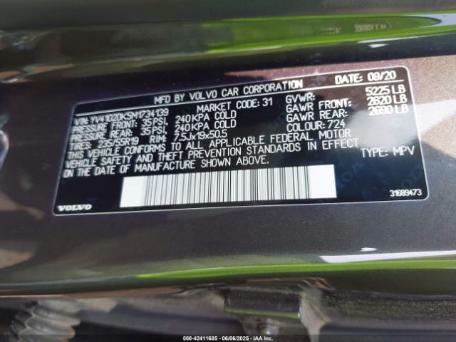 2021 VOLVO XC60 YV4102DK5M1734139 Photo 8
