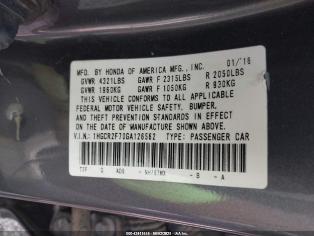 1HGCR2F70GA126562 Honda ACCORD EX