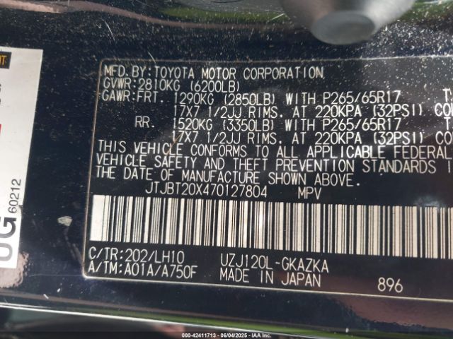 2007 LEXUS GX 470 JTJBT20X470127804 Photo 8
