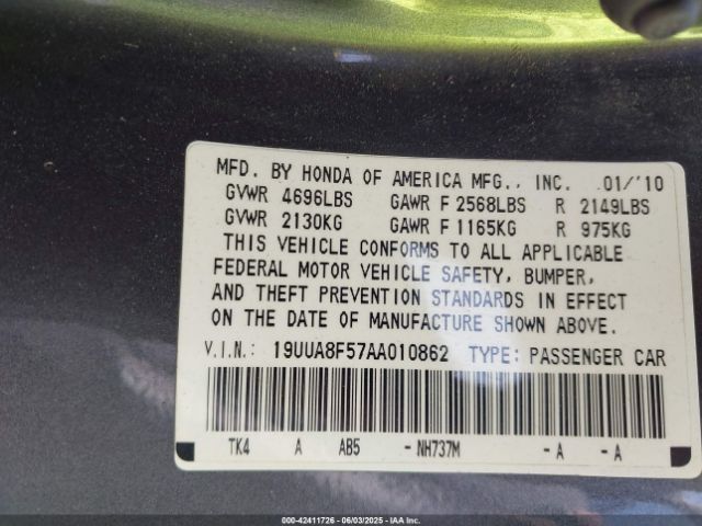 2010 ACURA TL 19UUA8F57AA010862 Photo 8