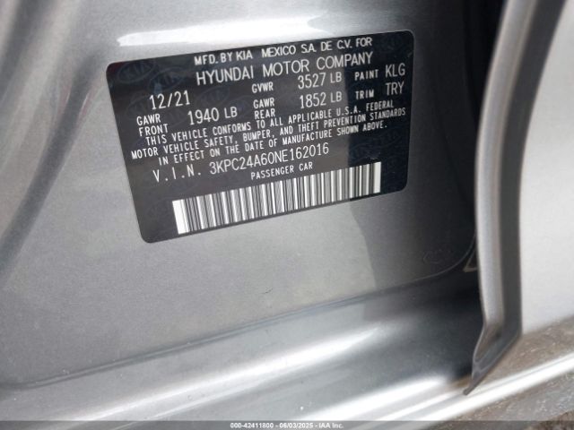 3KPC24A60NE162016 Hyundai ACCENT SE