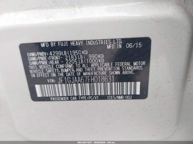 JF1GJAA67FH018631 Subaru Impreza 2.0i