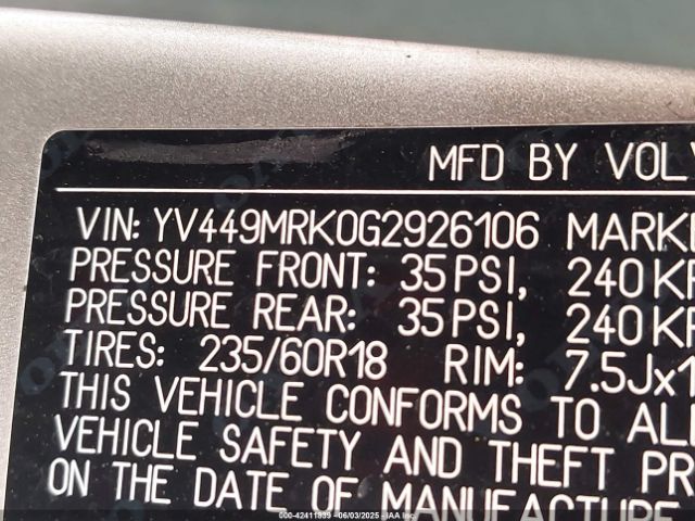 2016 VOLVO XC60 YV449MRK0G2926106 Photo 8