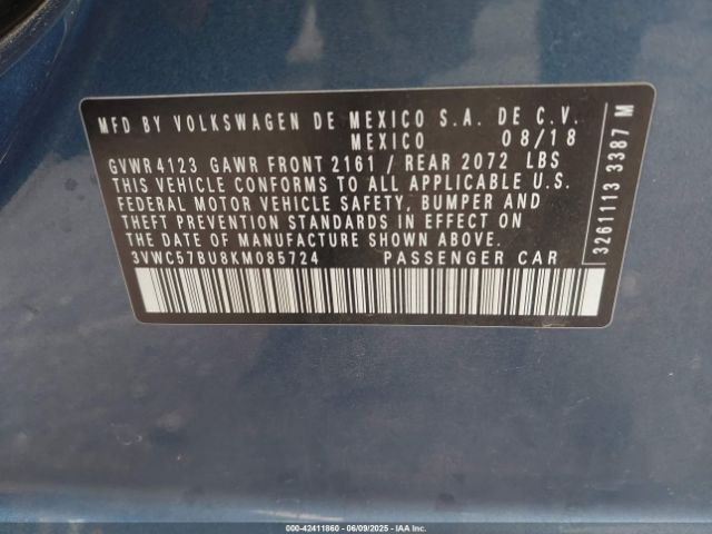 3VWC57BU8KM085724 Volkswagen 1.4 tsi
