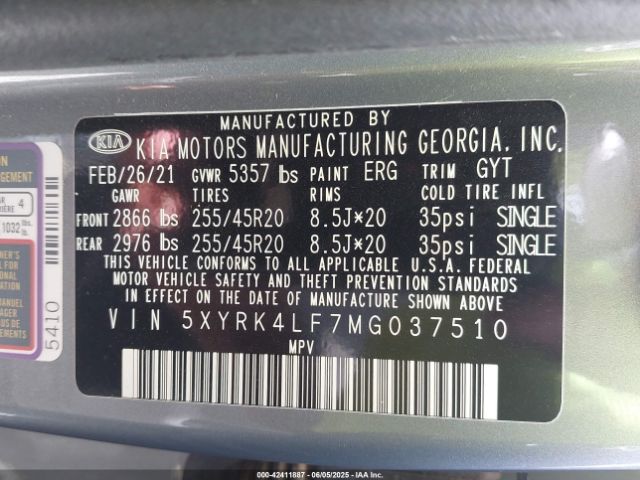 5XYRK4LF7MG037510 KIA t-gdi theta-iii