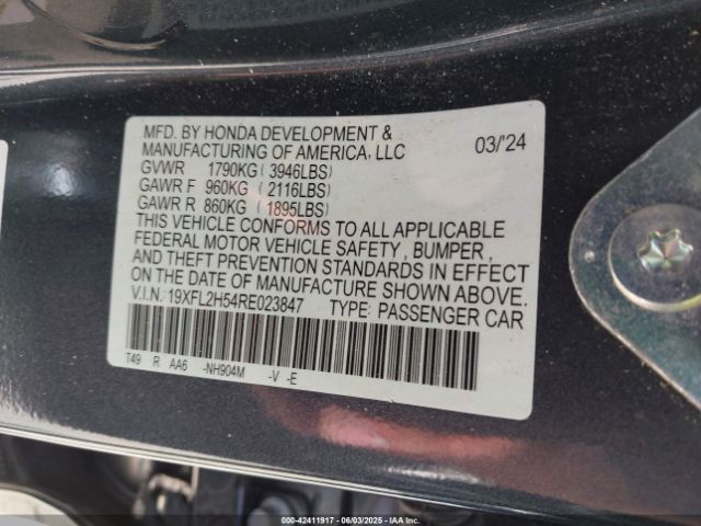 2024 HONDA CIVIC 19XFL2H54RE023847 Photo 8