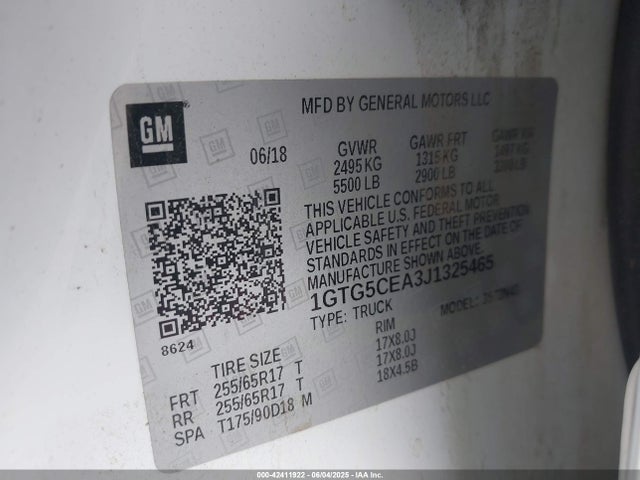 1GTG5CEA3J1325465 GMC CANYON SLE