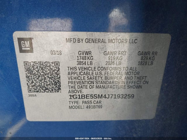 1G1BE5SM4J7193259 Chevrolet CRUZE LT