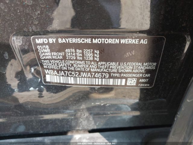 2018 BMW 530I WBAJA7C52JWA74679 Photo 8