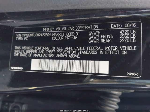 2017 VOLVO S60 YV126MFL8H2422804 Photo 8