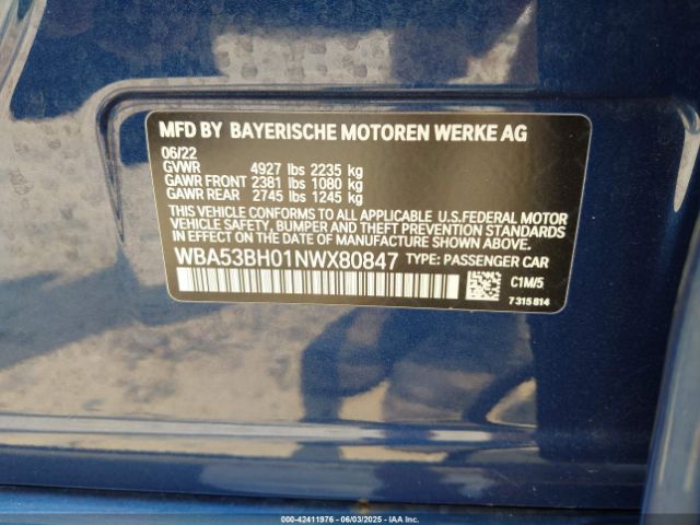 2022 BMW 530 WBA53BH01NWX80847 Photo 8