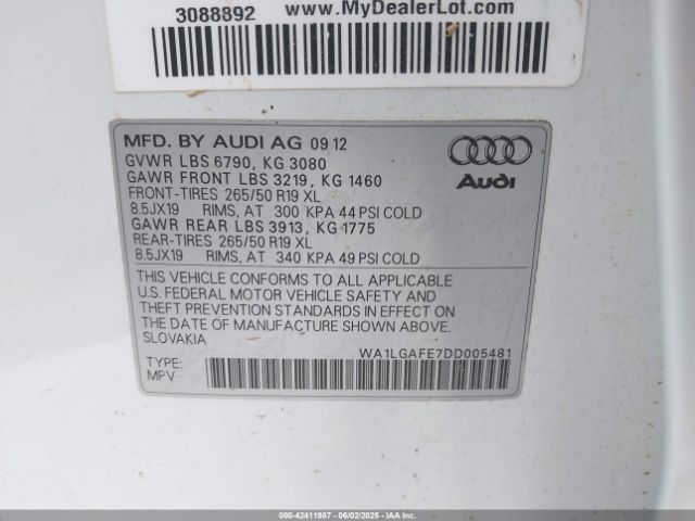 2013 AUDI Q7 WA1LGAFE7DD005481 Photo 8