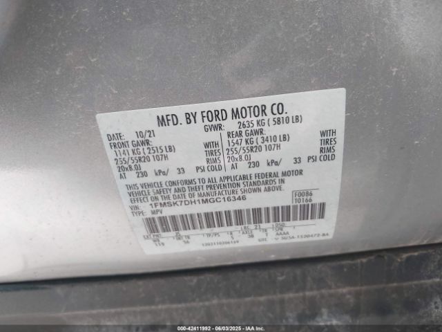 2021 FORD EXPLORER 1FMSK7DH1MGC16346 Photo 8