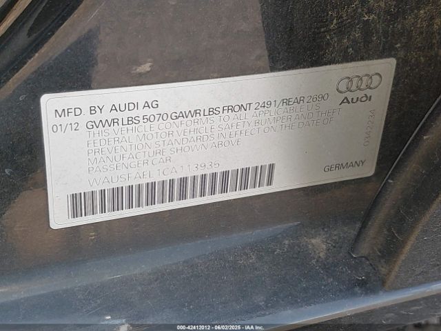 2012 AUDI A4 WAUSFAFL1CA113935 Photo 8