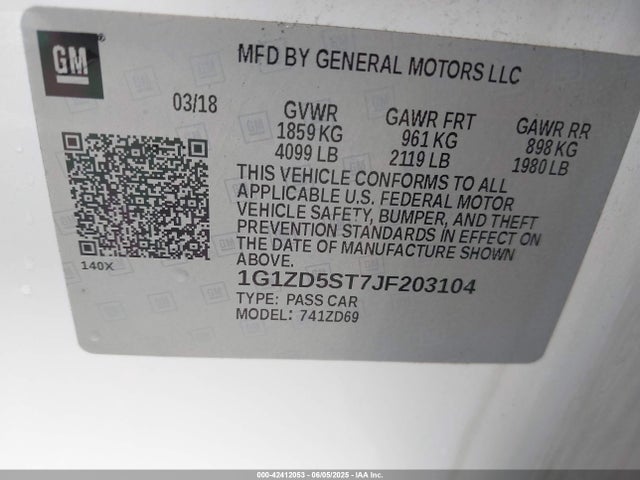 Chevrolet lfv - direct injection, variable valve timing, gen 1 2018 1G1ZD5ST7JF203104 Image 9
