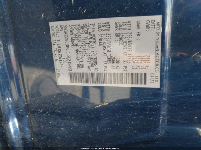 2021 NISSAN MURANO 5N1AZ2BJ3MC132049 Photo 8