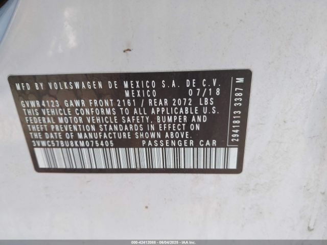 2019 VOLKSWAGEN JETTA 3VWC57BU8KM075405 Photo 8
