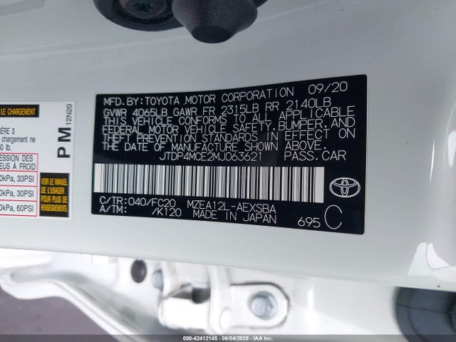 Toyota m20-fks 2021 JTDP4MCE2MJ063621 Image 9