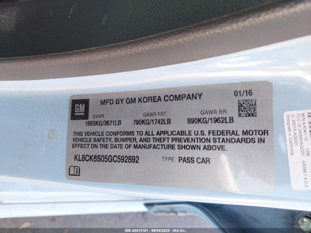 KL8CK6S05GC592892 Chevrolet eno - engine none