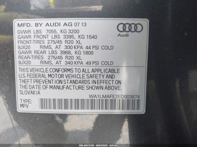 WA1LMAFE2ED003874 Audi Q7 3.0 Tdi Premium